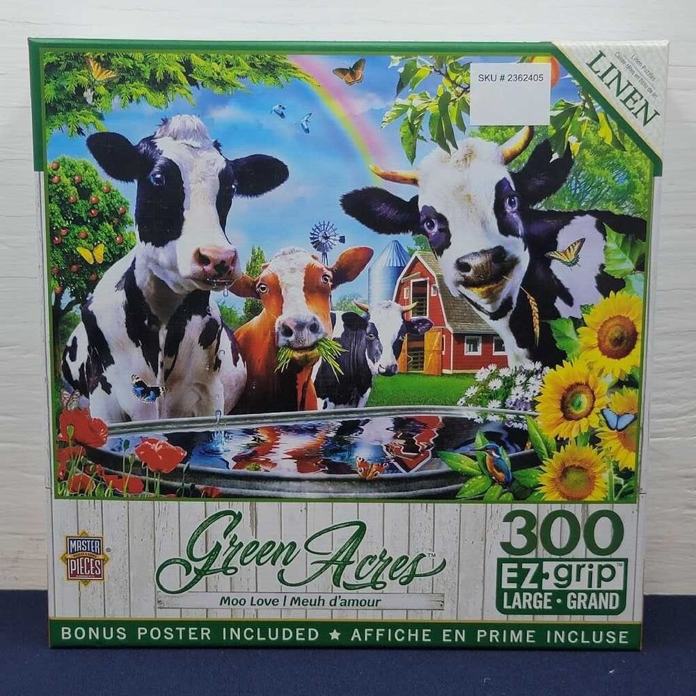 MasterPieces Green Acres 300 Piece EZ-Grip Jigsaw Puzzle Cow Moo Love